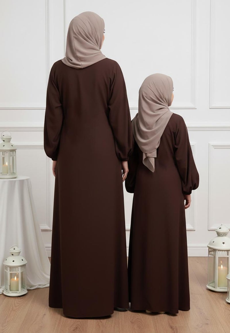 NUKHBAA Luxurious Lulu Mother & Daughter Matching Abaya Set-641MD  (Dresses are sold individually. To create a matching mom and daughter set, please purchase two items in different sizes) - Image 4